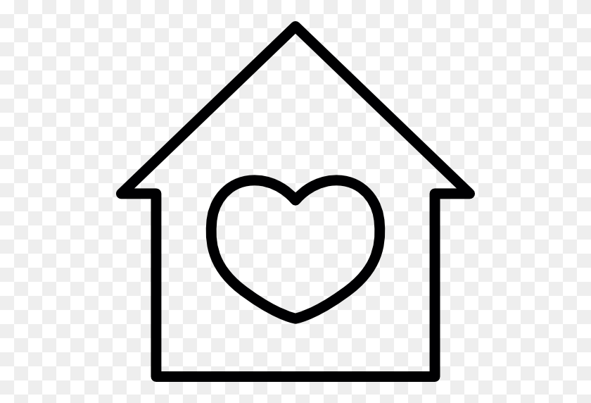 512x512 Lover, House, Heart Shaped, Love, Buildings, Lovely, Home Icon - Heart Shape Clipart Black And White