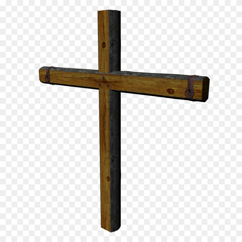 1024x1024 Low Poly High Quality Realistic Looking Cross - Wood Cross PNG