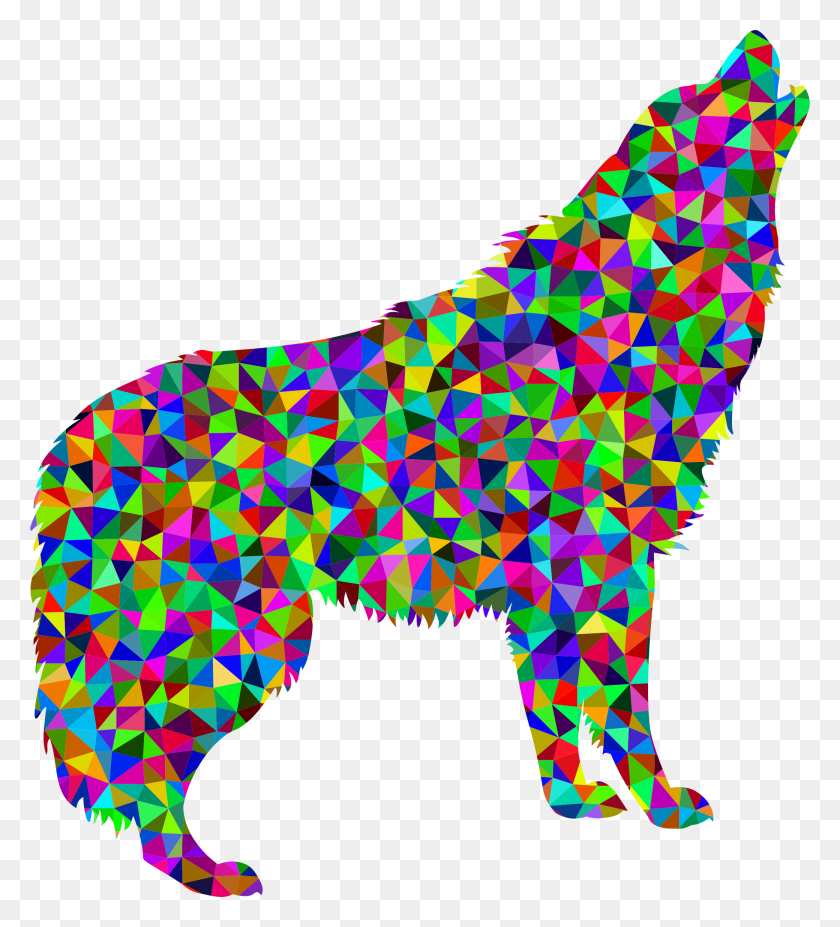 2080x2314 Low Poly Prismatic Howling Wolf Icons Png - Howling Wolf PNG