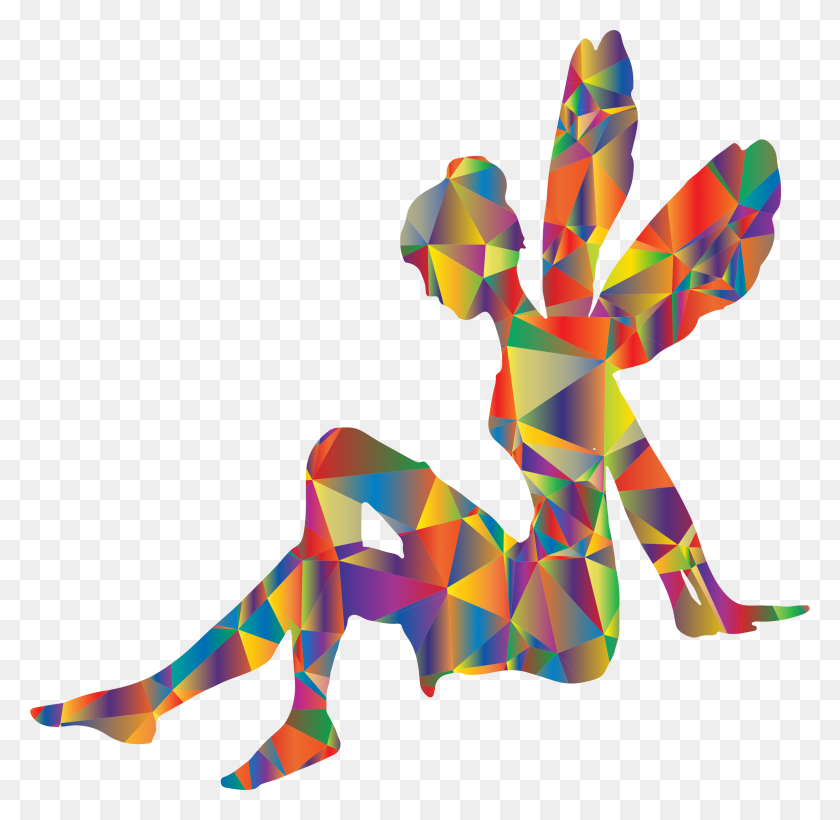 2306x2248 Low Poly Prismatic Psychedelic Female Fairy Relaxing Icons Png - Fairy Wings PNG