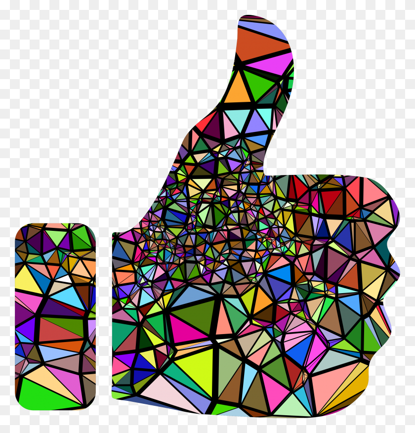 2232x2336 Low Poly Shattered Thumbs Up With Background Icons Png - Shattered Glass PNG
