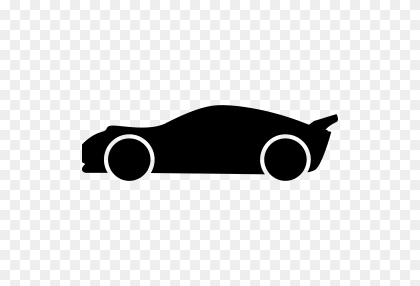 512x512 Lowered Racing Car Side View Silhouette Png Icon - Car Silhouette PNG