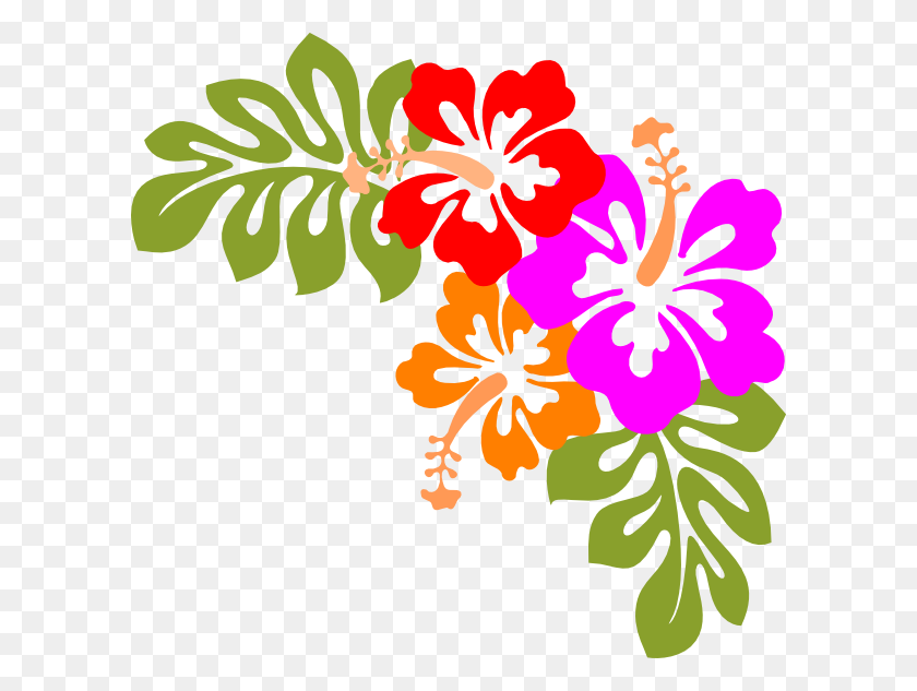600x573 Luau Clip Art And Borders - Free Floral Border Clipart