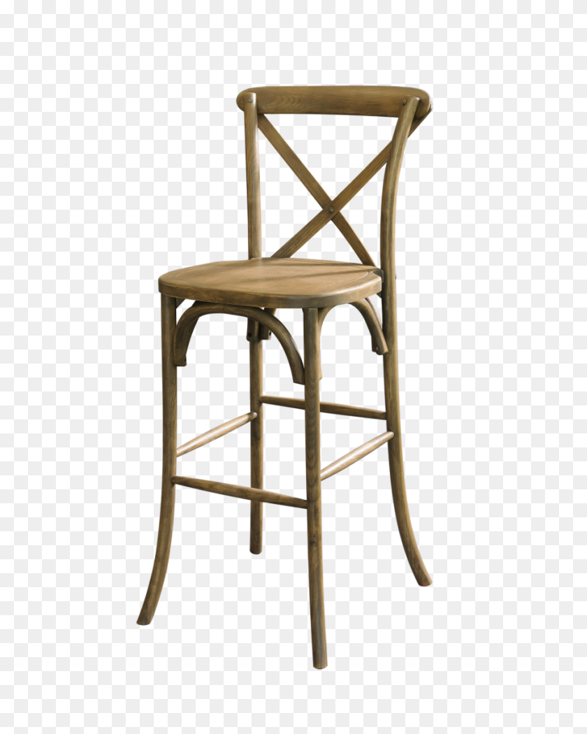 910x1155 Lucca X Back Wood Bar Chair, Rustic - Rustic PNG