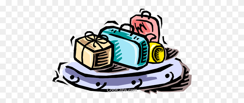 480x296 Luggage On A Carousel Royalty Free Vector Clip Art Illustration - Carousel Clipart
