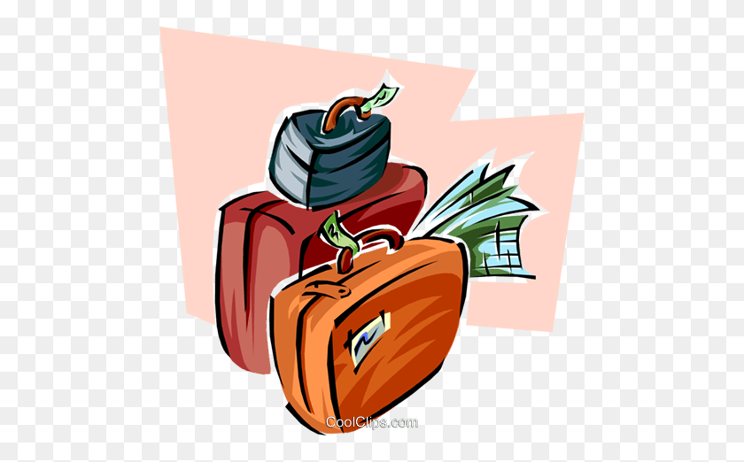 480x462 Luggage Royalty Free Vector Clip Art Illustration - Luggage Clipart