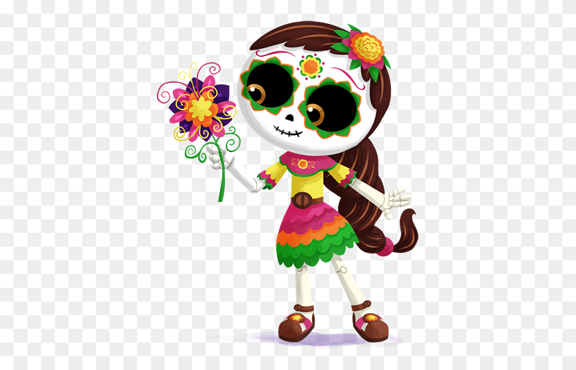 Lupita Pose Servilletas Day Of The Dead, Day - Sugar Skull Clipart