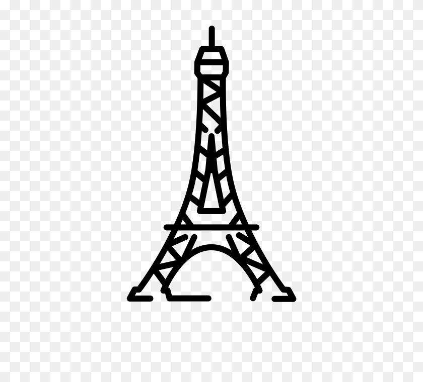 700x700 Роскошный Отель Париж - Эйфелева Башня Клипарт Черно-Белый