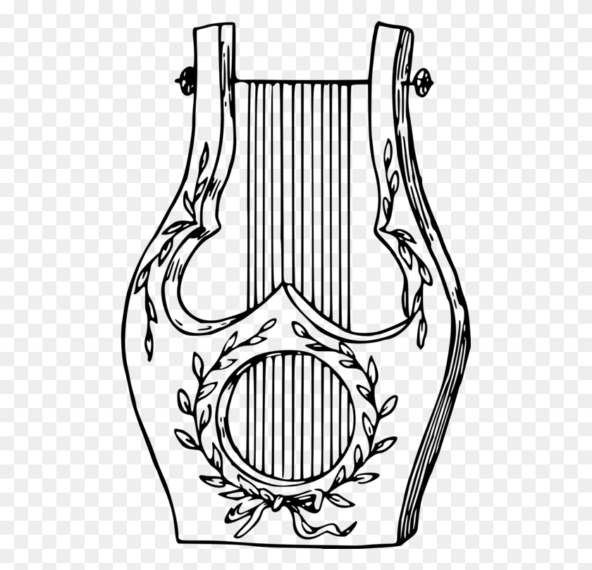 497x750 Lyre Drawing Musical Instruments String Instruments Free - Musical Instruments Clipart Black And White