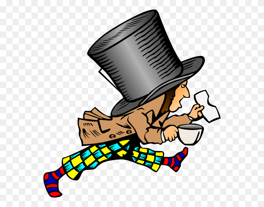 564x599 Mad Hatter Clip Art Free Vector - Mad Hatter Tea Party Clip Art