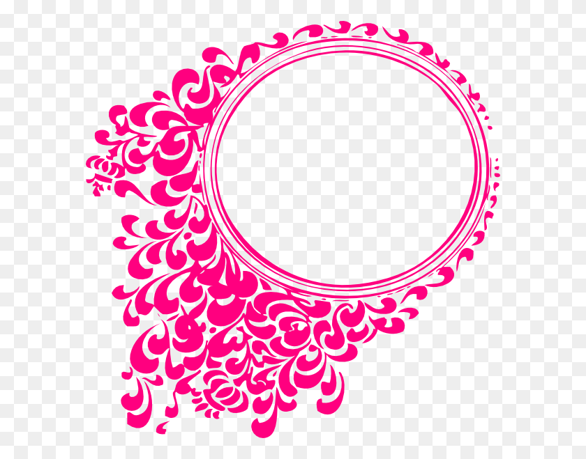594x599 Magenta Filigree Circle Clip Art - Pink Border Clipart