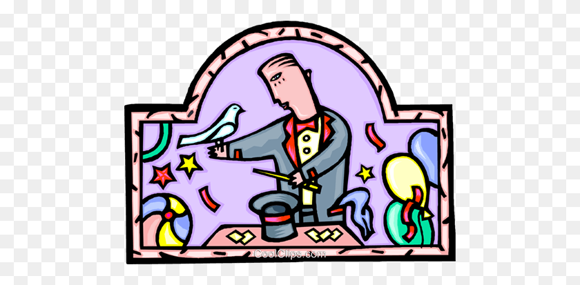 480x353 Magician With Props Royalty Free Vector Clip Art Illustration - Magician Clipart Free