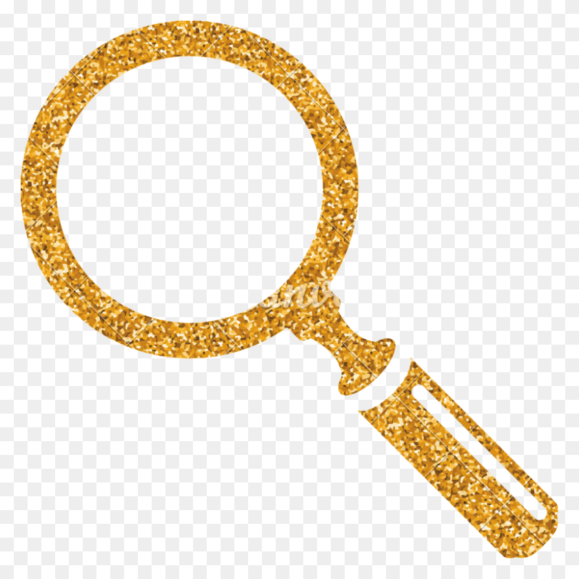 800x800 Magnifier Gold Glitter Icon - Glitter PNG Transparent