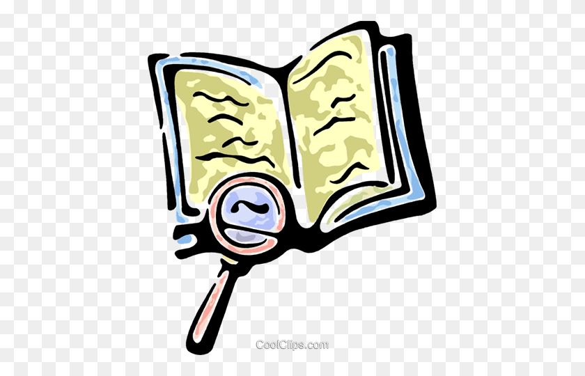 415x480 Magnifying Glass And A Book Royalty Free Vector Clip Art - Magnifying Glass Clipart PNG