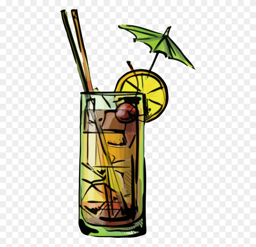 443x750 Mai Tai Cocktail Garnish Alcoholic Drink Rum - Rum Clipart
