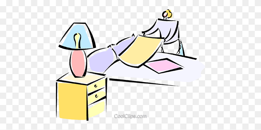 480x361 Maid In A Hotel Making Up The Room Royalty Free Vector Clip Art - Maid Clipart