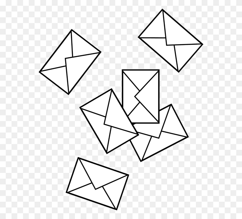 572x700 Mail Envelopes Scattered Clip Art - Envelope Clipart Black And White