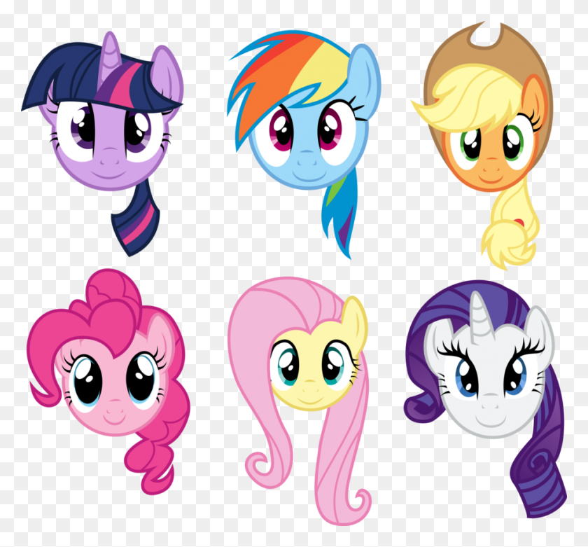 Main Six Faces My Little Pony In Pony, Little - Unicorn Face Clipart
