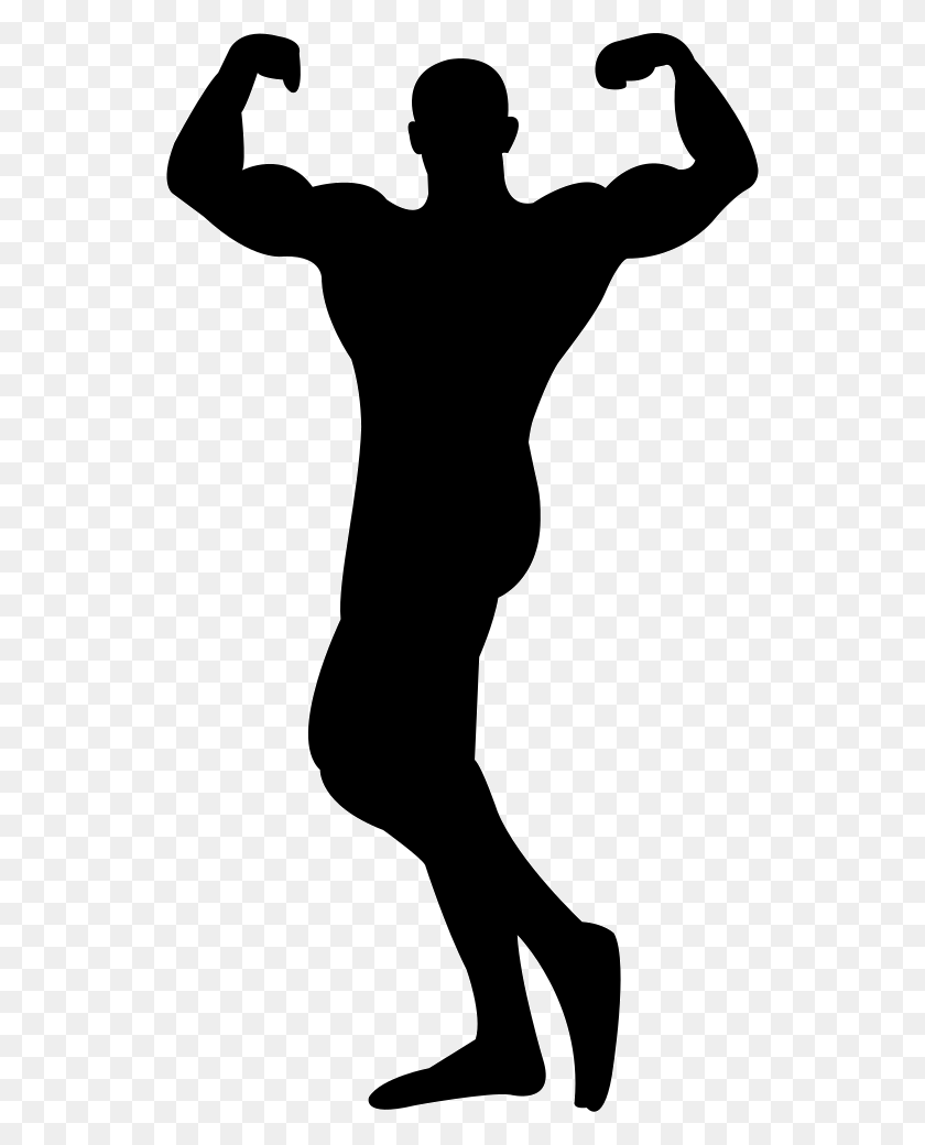 538x980 Male Bodybuilder Silhouette Flexing Muscles Png Icon Free - Bodybuilder PNG