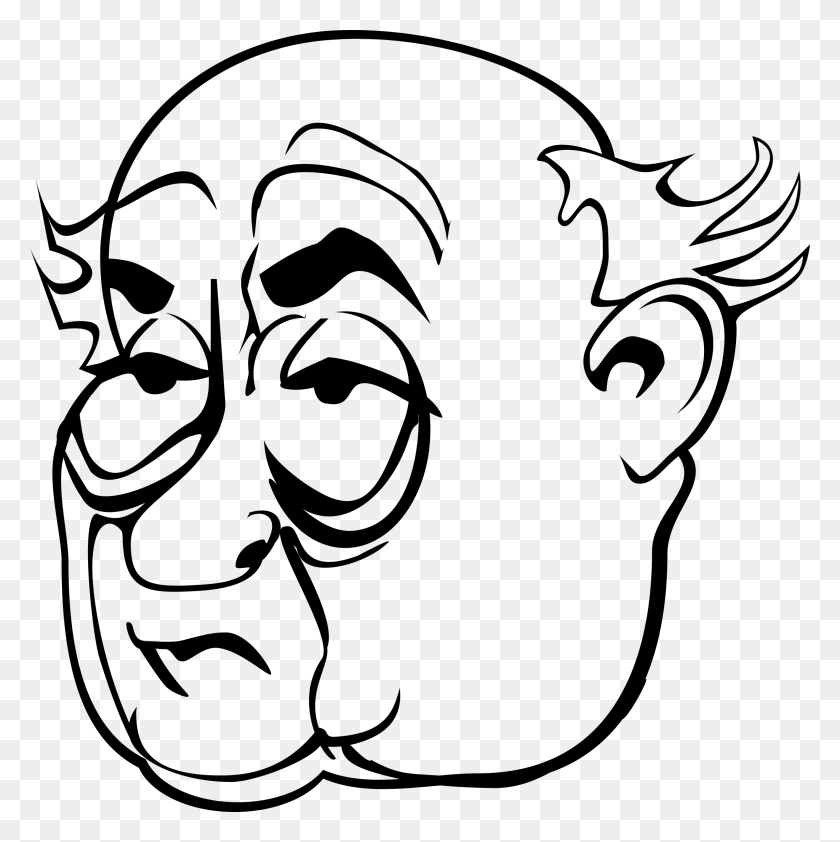 2392x2400 Male Facial Cliparts - Old People Clipart