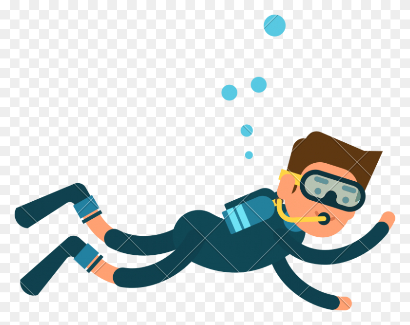 800x623 Male Scuba Diver Cartoon Character - Scuba Diver PNG