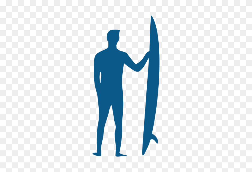 512x512 Surfista Masculino Con Silueta De Longboard - Surfista Png