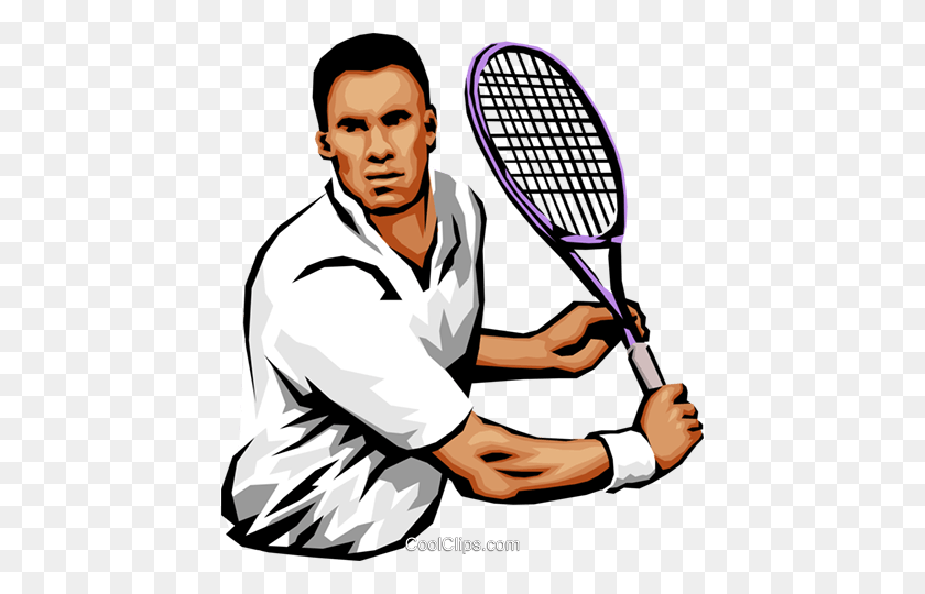 438x480 Male Tennis Player Royalty Free Vector Clip Art Illustration - Tennis Player Clipart