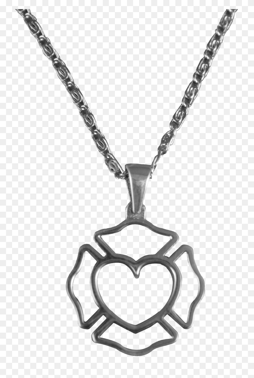 1446x2207 Maltese Cross Outline With Heart Necklace - Maltese Cross PNG