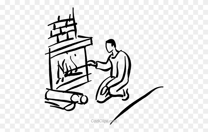 480x474 Man - Fireplace Clipart Black And White