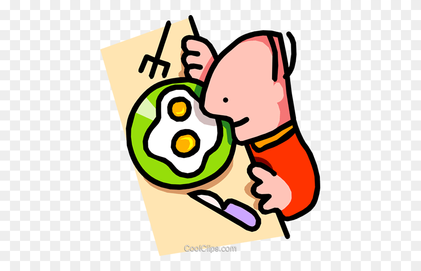 439x480 Man About To Eat Breakfast Royalty Free Vector Clip Art - Nightmare Clipart