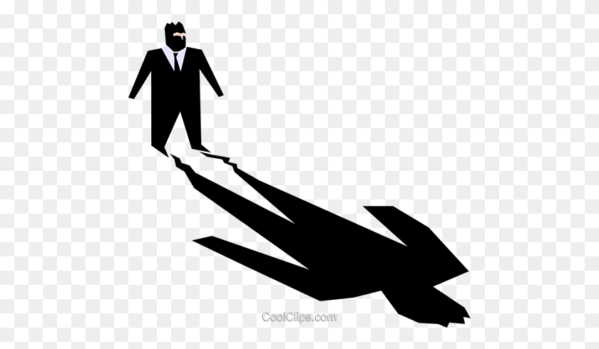 480x430 Man And His Shadow Royalty Free Vector Clip Art Illustration - Shadow Clipart