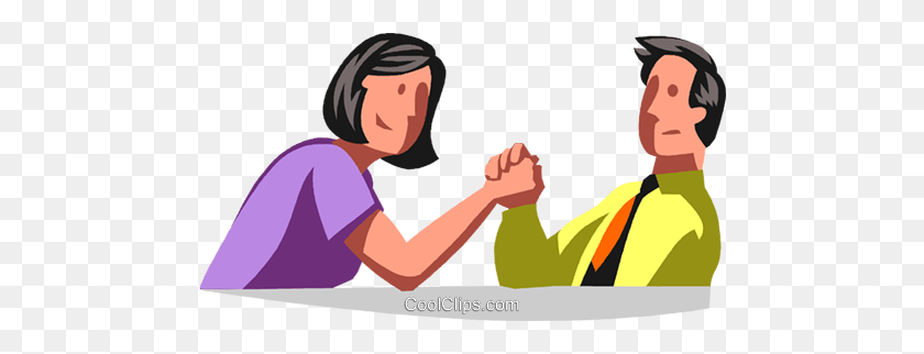 480x262 Man And Woman Arm Wrestling Royalty Free Vector Clip Art - Wrestling Clipart
