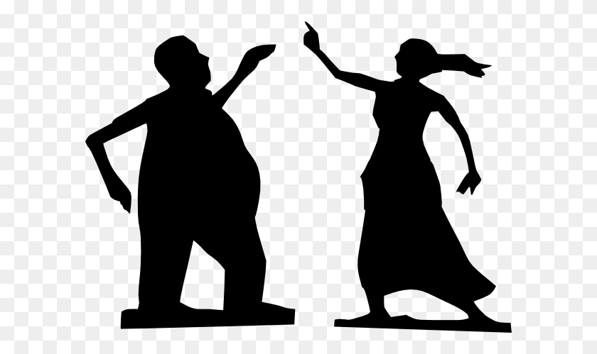 600x439 Мужчина И Женщина Танцуют Силуэты Клипарт - Люди Танцуют Png