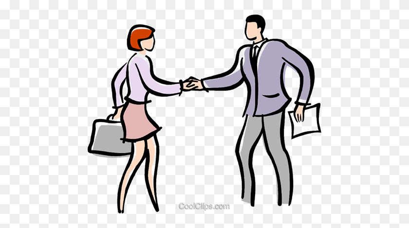 480x409 Man And Woman Shaking Hands Royalty Free Vector Clip Art - Handshake Clipart
