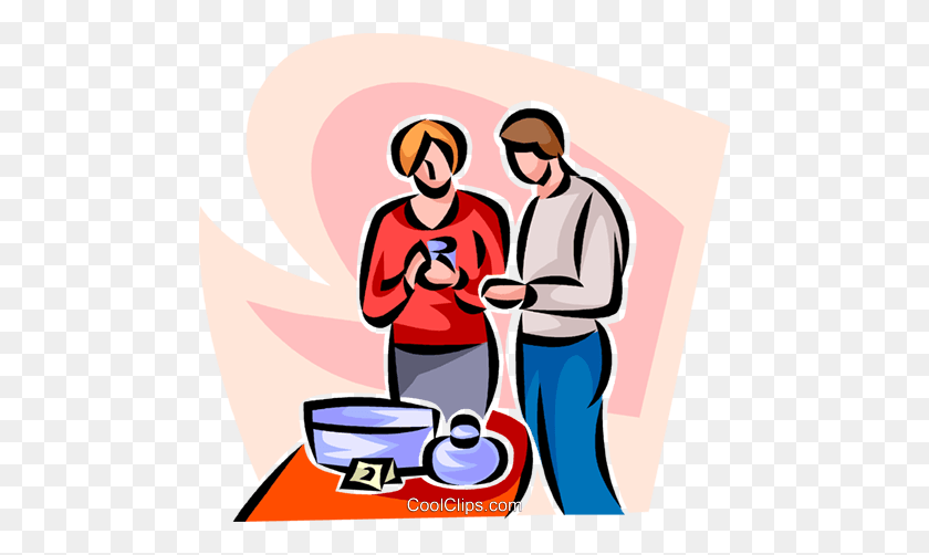 480x442 Hombre Y Mujer De Compras Royalty Free Vector Clipart Illustration - Shopping Clipart Free