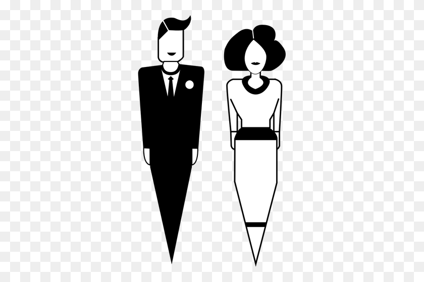 293x500 Man And Woman Symbols - Tuxedo Clipart Black And White