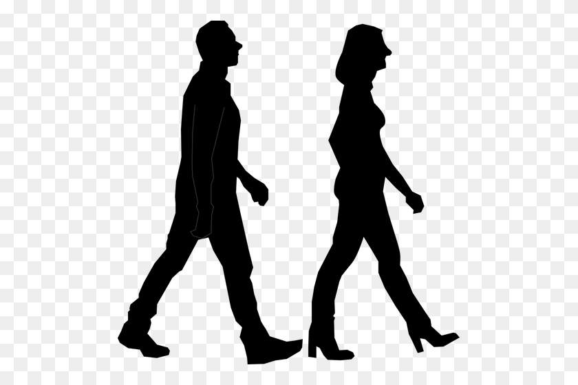 497x500 Man And Woman Walking Silhouette - Man Walking PNG