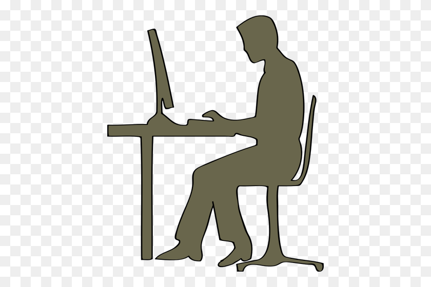 422x500 Man At Desk Png Transparent Man At Desk Images - Sitting Silhouette PNG