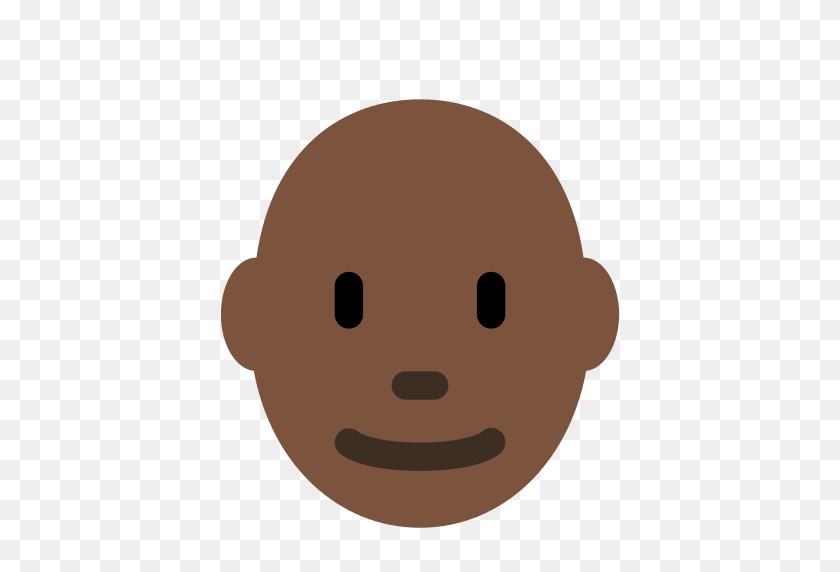 512x512 Man Dark Skin Tone, Bald Emoji - Bald Head PNG