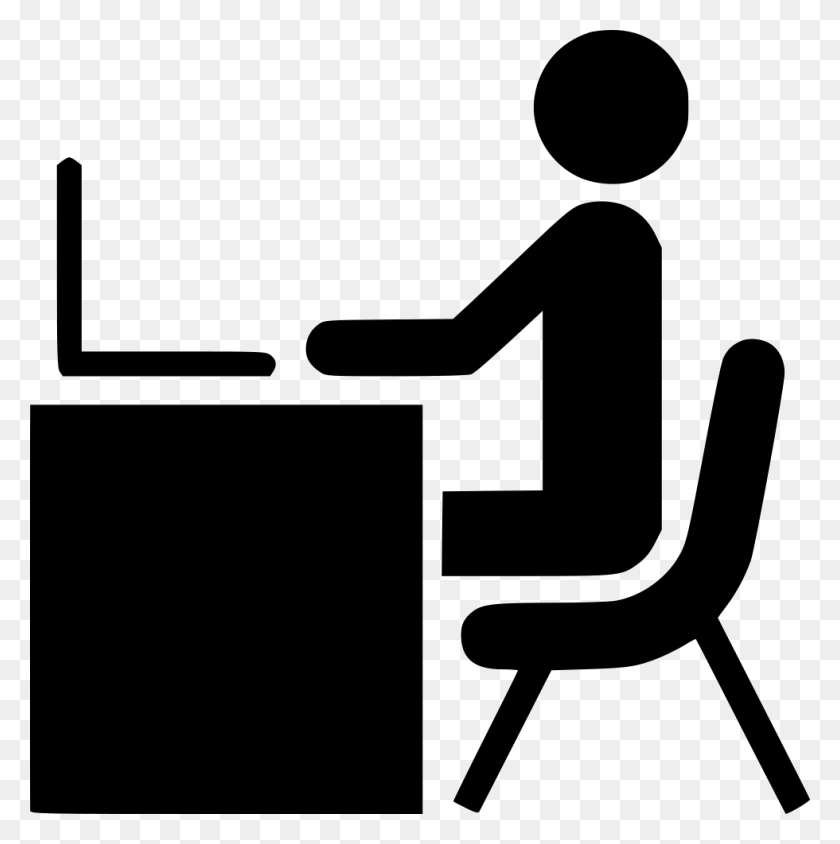 980x986 Man Desk Working Laptop Computer Office Work Person Png Icon - Sitting Person PNG