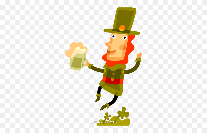 310x480 Man Drinking Beer On St Patrick's Day Royalty Free Vector Clip - Saint Patrick Clipart