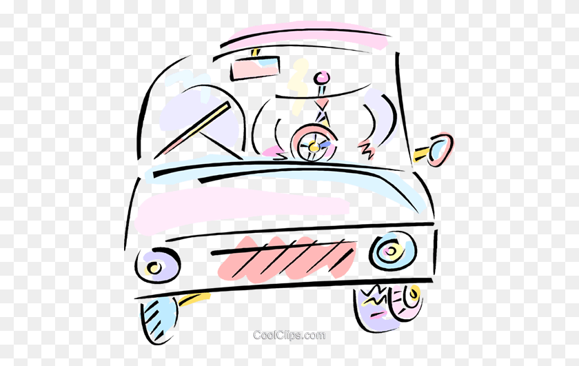 480x471 Man Driving Car Royalty Free Vector Clip Art Illustration - Drunk Driving Clipart