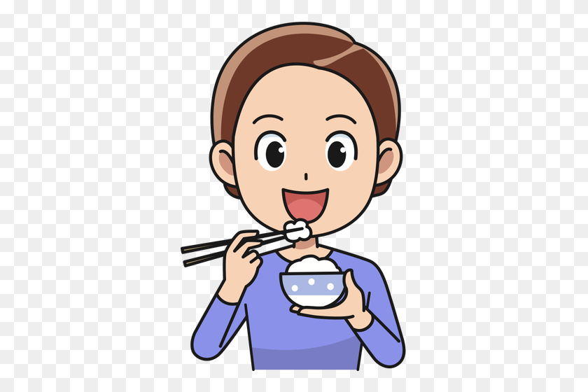 324x500 Man Eating Rice - Healthy Diet Clipart