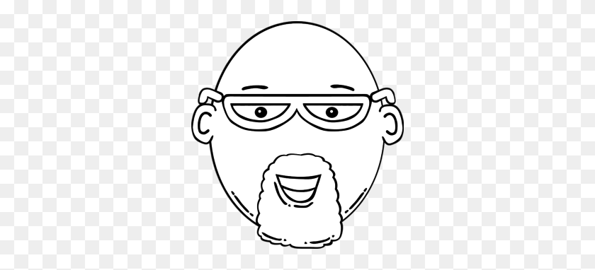 300x322 Man Face Beard Glasses Bald Vector Clip Art Image - Man Face Clipart