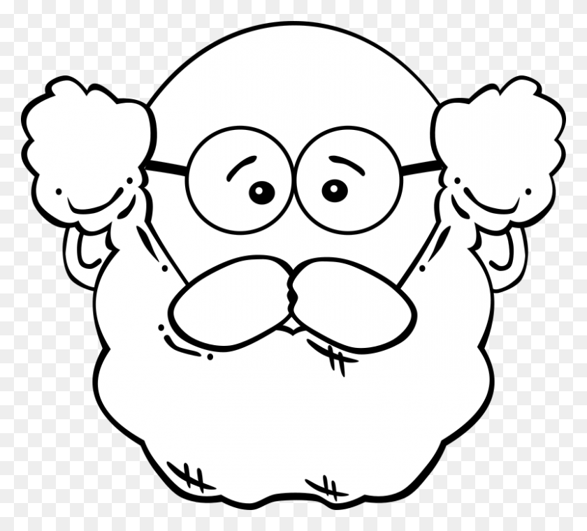 800x718 Man Face Cartoon - White Beard Clipart