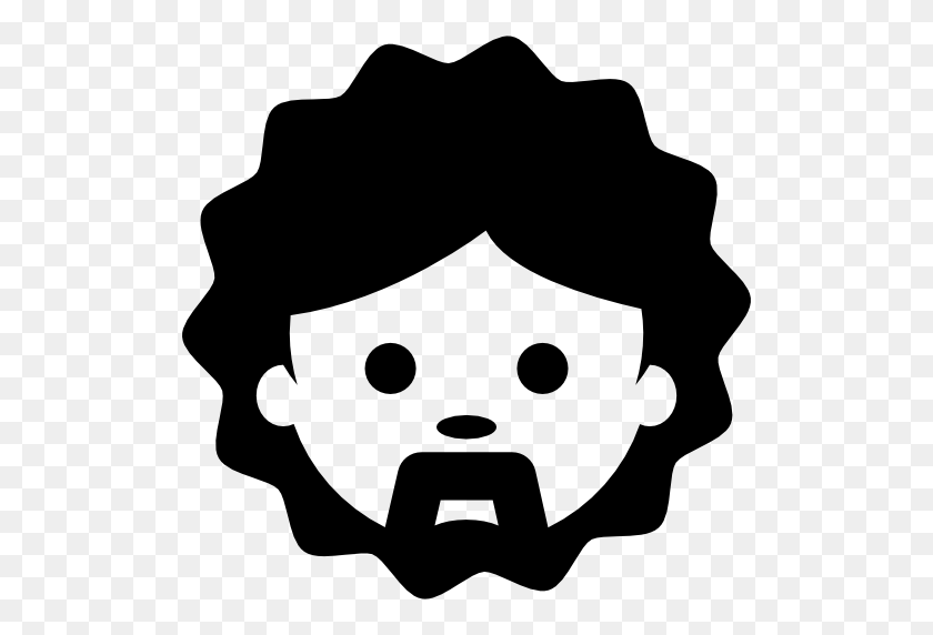 512x512 Man Face Curly Hair And Moustache - Curly Hair PNG