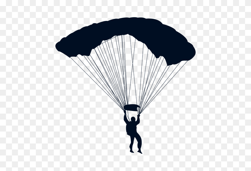 512x512 Hombre Cayendo Con Paracaídas Silueta - Paracaídas Png