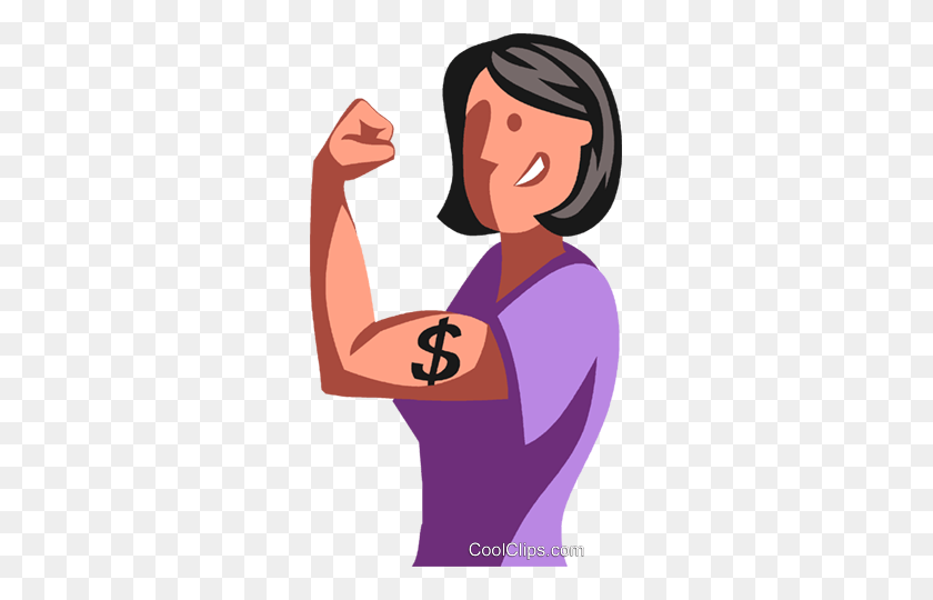 281x480 Man Flexing Her Financial Strength Royalty Free Vector Clip Art - Medical Assistant Clipart