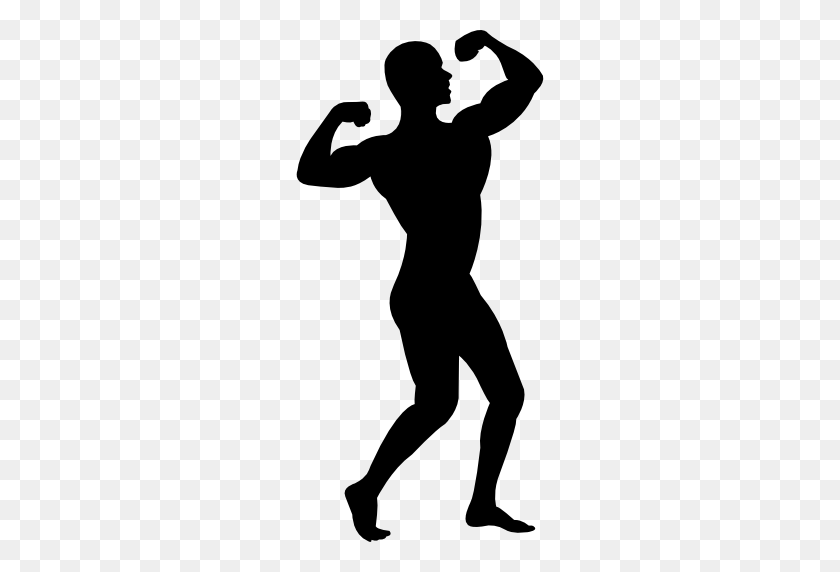 512x512 Hombre Flexionando Los Músculos De La Silueta - Hombre Musculoso Png