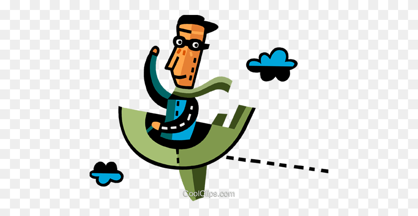 480x375 Man Flying Airplane Royalty Free Vector Clip Art Illustration - Airplane Flying Clipart